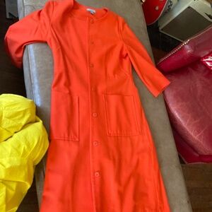 COS Orange wool collarless fitted coat size 6